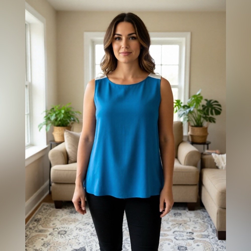 Chic Blue and White Blouse
